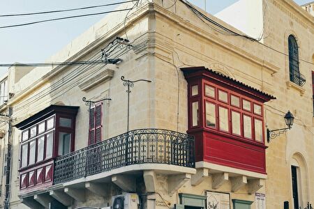 Traditional balconies in Gozo's capital Victoria